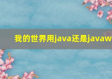 我的世界用java还是javaw