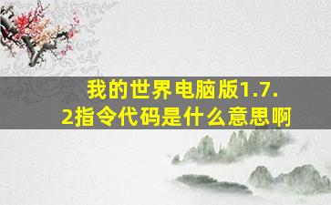 我的世界电脑版1.7.2指令代码是什么意思啊