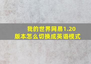 我的世界网易1.20版本怎么切换成英语模式