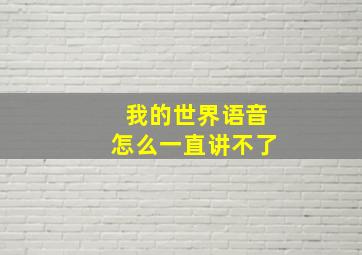 我的世界语音怎么一直讲不了