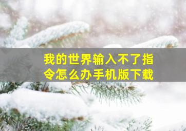 我的世界输入不了指令怎么办手机版下载