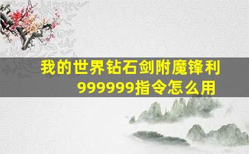 我的世界钻石剑附魔锋利999999指令怎么用