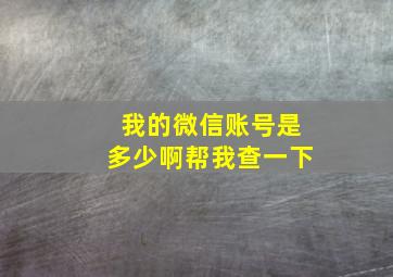 我的微信账号是多少啊帮我查一下