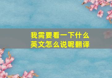 我需要看一下什么英文怎么说呢翻译