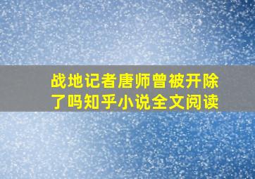 战地记者唐师曾被开除了吗知乎小说全文阅读