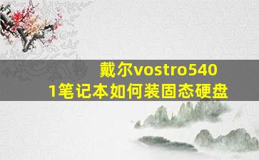 戴尔vostro5401笔记本如何装固态硬盘