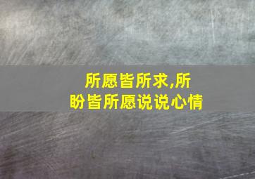 所愿皆所求,所盼皆所愿说说心情