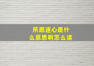 所愿遂心是什么意思啊怎么读