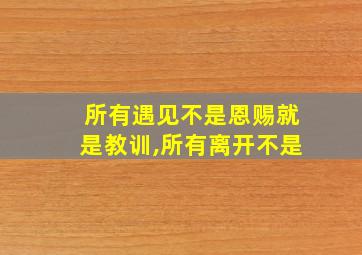 所有遇见不是恩赐就是教训,所有离开不是