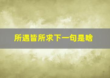 所遇皆所求下一句是啥