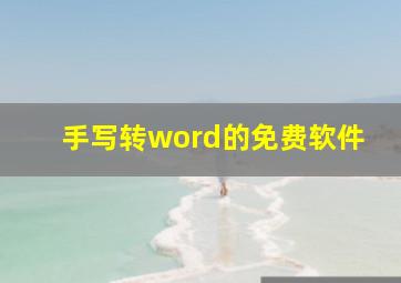 手写转word的免费软件