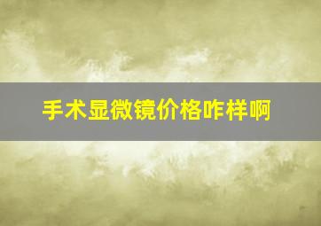 手术显微镜价格咋样啊