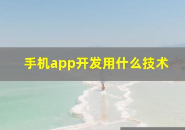 手机app开发用什么技术