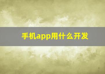 手机app用什么开发