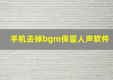 手机去掉bgm保留人声软件