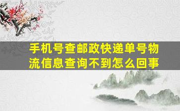 手机号查邮政快递单号物流信息查询不到怎么回事