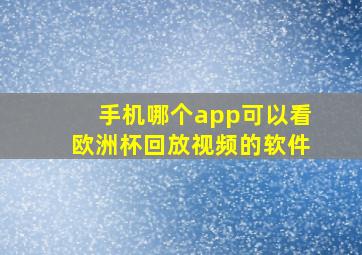 手机哪个app可以看欧洲杯回放视频的软件