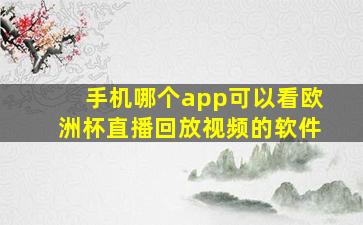 手机哪个app可以看欧洲杯直播回放视频的软件