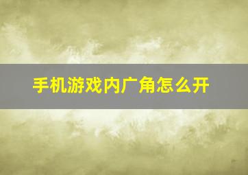 手机游戏内广角怎么开