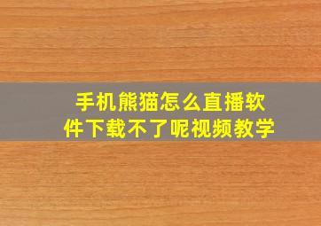 手机熊猫怎么直播软件下载不了呢视频教学