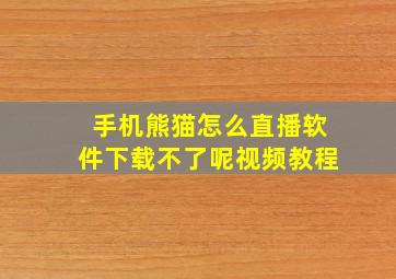 手机熊猫怎么直播软件下载不了呢视频教程