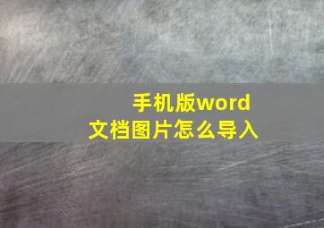 手机版word文档图片怎么导入