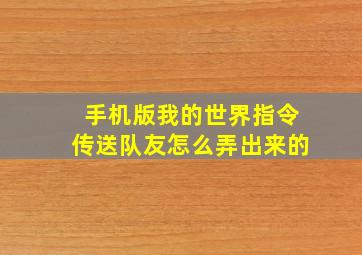 手机版我的世界指令传送队友怎么弄出来的