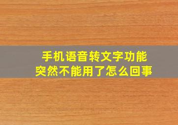 手机语音转文字功能突然不能用了怎么回事