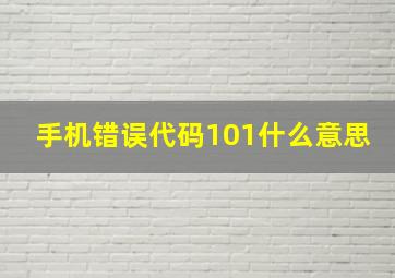 手机错误代码101什么意思