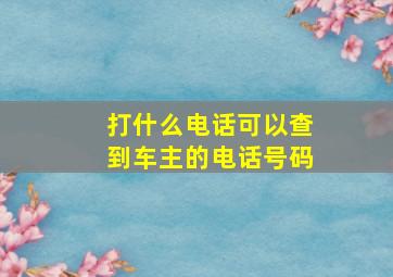 打什么电话可以查到车主的电话号码