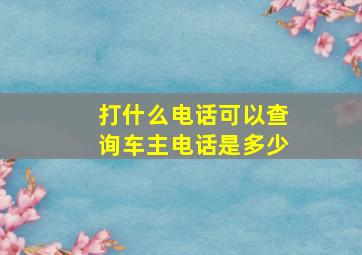 打什么电话可以查询车主电话是多少