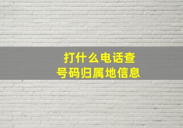 打什么电话查号码归属地信息