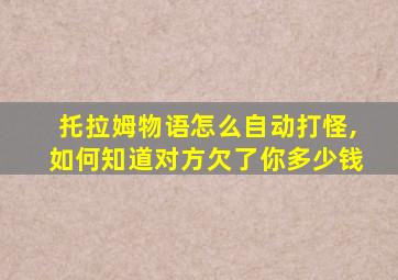 托拉姆物语怎么自动打怪,如何知道对方欠了你多少钱