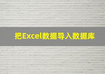 把Excel数据导入数据库