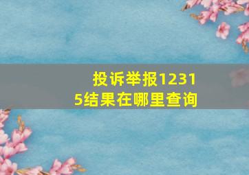 投诉举报12315结果在哪里查询