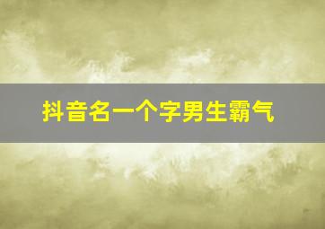 抖音名一个字男生霸气