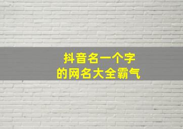 抖音名一个字的网名大全霸气