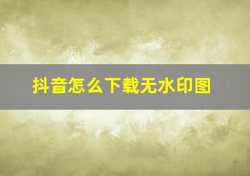 抖音怎么下载无水印图