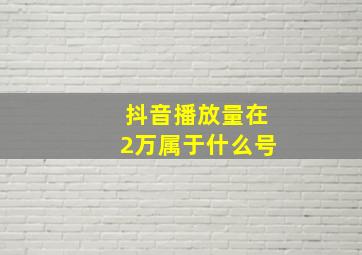 抖音播放量在2万属于什么号