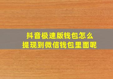 抖音极速版钱包怎么提现到微信钱包里面呢