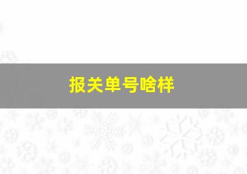 报关单号啥样