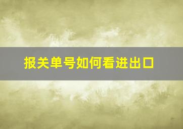 报关单号如何看进出口