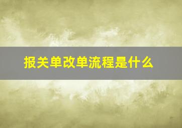 报关单改单流程是什么