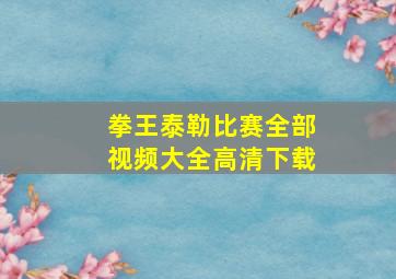 拳王泰勒比赛全部视频大全高清下载