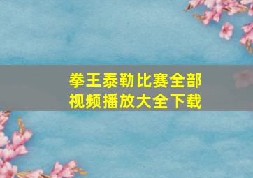 拳王泰勒比赛全部视频播放大全下载