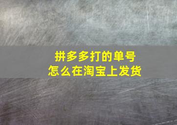 拼多多打的单号怎么在淘宝上发货