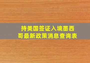 持美国签证入境墨西哥最新政策消息查询表