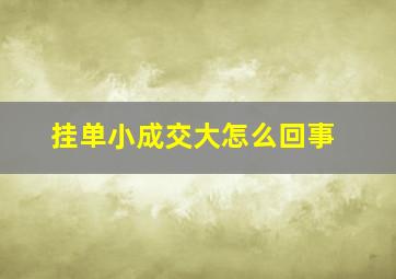 挂单小成交大怎么回事