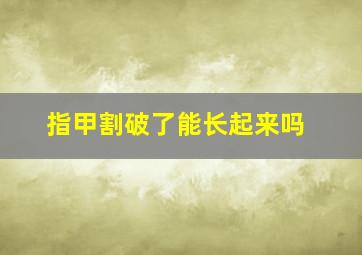 指甲割破了能长起来吗