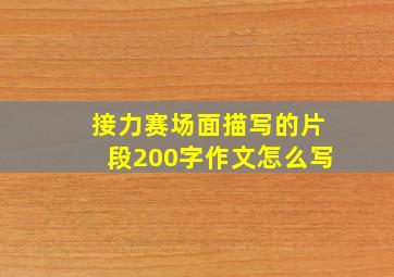 接力赛场面描写的片段200字作文怎么写